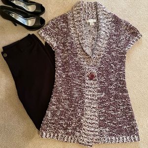 CHRISTOPHER AND BANKS Short Sleeve Tunic Cardigan Sweater